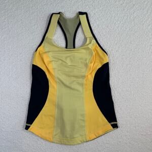Lululemon Cardio Kick Tank Top Built In Bra Sz 6 Yellow Inkwell W1B95S Women’s